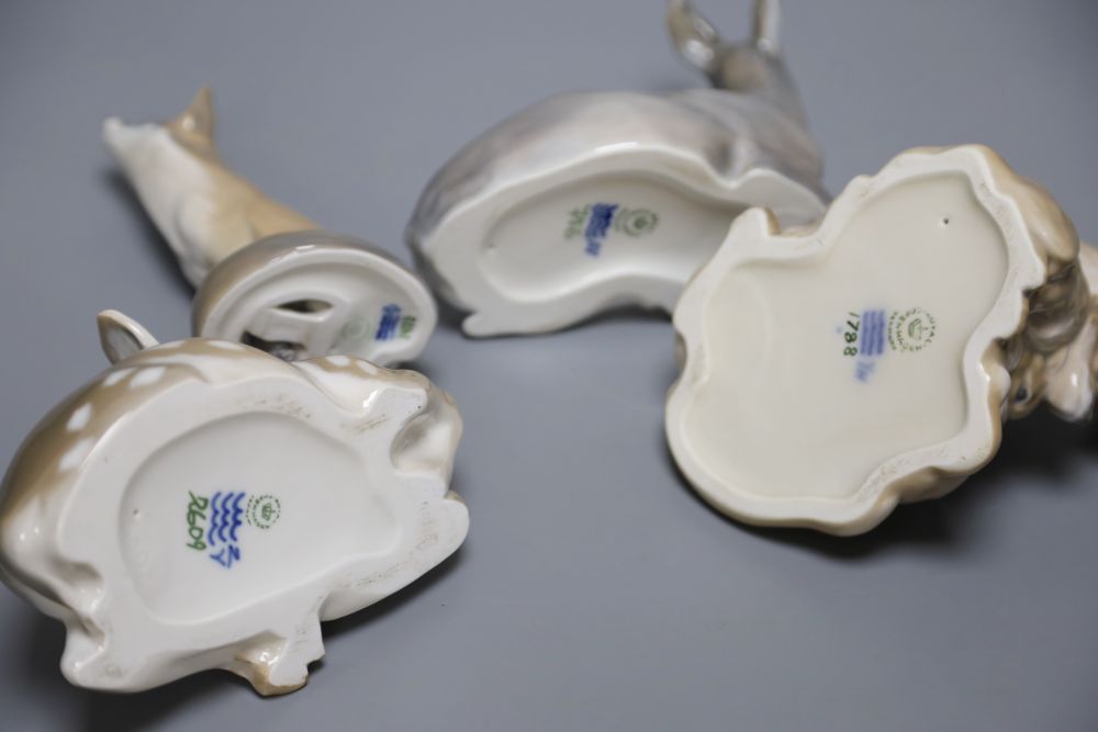 Royal Copenhagen: two deer, a fox and a fox group